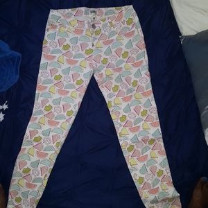 Watermelon Print Skinny Jeans